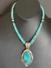 Load image into Gallery viewer, Handmade Navajo Turquoise Pendent Sterling Silver WithTurquoise Necklace