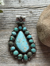 Load image into Gallery viewer, Navajo Sterling Silver Turquoise Cluster Pendant. C Yazzie Gift