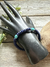 Load image into Gallery viewer, Lapis Turquoise 6.5 Inch Stretch Elastic Stretchy Bead Bracelet Gift