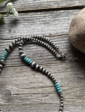 Load image into Gallery viewer, Blue Turquoise Multi Graduated Sterling Silver Pearls Bead Necklace 18” 4mm -8mm