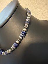 Load image into Gallery viewer, Sterling silver lapis bead necklace 18 inch