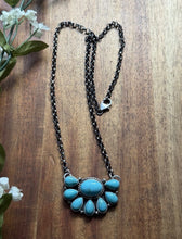 Load image into Gallery viewer, Navajo Sterling Silver Turquoise Cluster Chain Necklace Marcella James