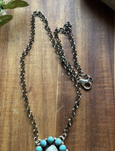 Load image into Gallery viewer, Navajo Sterling Silver White Buffalo Turquoise Cluster Chain Lariat Necklace CY