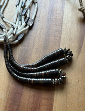 Load image into Gallery viewer, Native American Sterling Silver White Brown Heishi Shell Jackla Bead Necklace 32