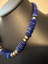 Load image into Gallery viewer, Sterling silver lapis graduated bead necklace 20 inch