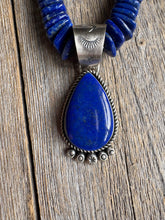 Load image into Gallery viewer, Handmade Navajo Sterling Silver and Lapis Pendant Lapis with Necklace