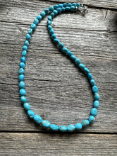 Load image into Gallery viewer, Sleeping Beauty Turquoise Sterling Silver Nuggets Bead Necklace. 18 inch