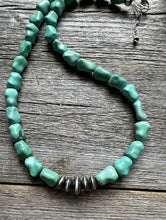 Load image into Gallery viewer, Mens Unisex Sterling Silver Bone Turquoise Bead Necklace. 18 inch. Gift