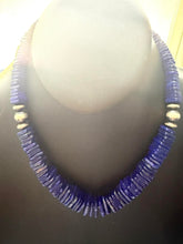 Load image into Gallery viewer, Sterling silver lapis graduated bead necklace 18 inch