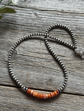 Load image into Gallery viewer, Orange Spiny Oyster 4mm Sterling Silver Pearls Choker Bead Necklace 16 Inch Gift