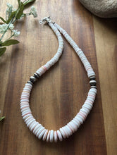 Load image into Gallery viewer, Southwestern Sterling Silver Graduated Pink Conch Bead Necklace. 18 Inch. Gift