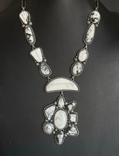 Load image into Gallery viewer, Navajo Sterling Silver White Buffalo Turquoise Lariat Necklace Set Mary Ellen