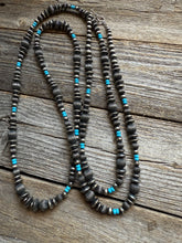 Load image into Gallery viewer, Sterling silver turquoise necklace 60 Inch