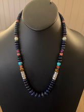 Load image into Gallery viewer, Sterling silver lapis graduated turquoise 24 inch