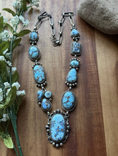 Load image into Gallery viewer, Navajo Sterling Silver Golden Hills Turquoise Lariat Chain Necklace Mary Ellen
