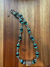 Load image into Gallery viewer, Sterling silver turquoise black onyx necklace 18 inch