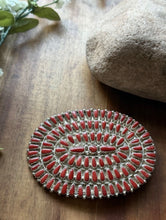 Load image into Gallery viewer, Navajo Sterling Silver Red Coral Pin Cluster Pendant DMW