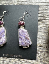 Load image into Gallery viewer, Navajo 925 Sterling Silver Purple Spiny Oyster Charoite Handmade Earrings RS