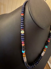 Load image into Gallery viewer, Sterling silver lapis graduated turquoise 24 inch