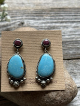 Load image into Gallery viewer, Navajo Sterling Silver Turquoise Purple Spiny Oyster Earrings LY