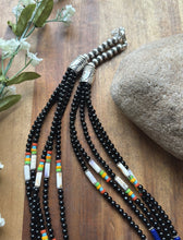 Load image into Gallery viewer, Sterling Silver Multi Strand Stone Black Onyx Bead Necklace. 22 Inch
