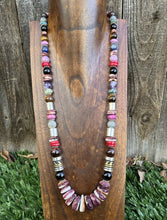 Load image into Gallery viewer, Tommy &amp; Rosita Singer T R Sterling Silver Purple Spiny Oyster Bead Necklace 28”