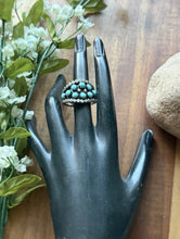 Load image into Gallery viewer, Navajo Native American Sterling Silver Blue Turquoise Cluster Ring Size 9.5 Z