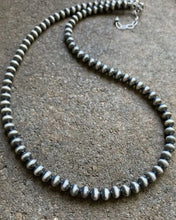 Load image into Gallery viewer, 6mm 32 Inch 925 Sterling Silver Oxidized Pearls Bead Necklace Southwestern