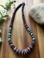 Load image into Gallery viewer, SterlingSilver Purple SpinyOyster SleepingBeauty Sonoran Turquoise Bead Necklace