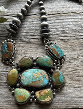 Load image into Gallery viewer, Navajo Sterling Silver Royston Turquoise Cluster Lariat Y Bead Necklace KY