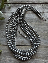 Load image into Gallery viewer, 4,5,6,7,8 Multi Strand 925 Sterling Silver Oxidized Pearls Bead Necklace 24 Inch