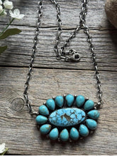 Load image into Gallery viewer, Navajo Sterling Silver Blue Turquoise Cluster Adjustable Chain Necklace PJ