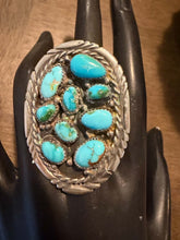 Load image into Gallery viewer, Navajo sterling silver sonoran turquoise ring adjustable