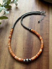Load image into Gallery viewer, Sterling Silver Orange Spiny Oyster W Multi Bead Pearls Necklace. 18 Inch. Gift