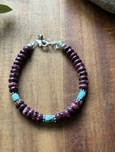 Load image into Gallery viewer, Purple Spiny Oyster Turquoise 7 Inch Sterling Silver Pearls Bead Bracelet