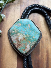 Load image into Gallery viewer, Large Native American Sterling Silver Royston Turquoise Bolo Tie Pendant CY