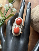 Load image into Gallery viewer, Native American Sterling Silver Coral Ring. Size 8. Jackson