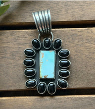 Load image into Gallery viewer, Navajo Sterling Silver Black Onyx Turquoise Cluster Pendant  La Rose