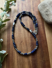 Load image into Gallery viewer, Sterling Silver Blue Lapis W Multi Bead Pearls Necklace. 24 inch. Gift