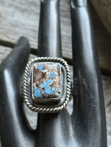 Native American Sterling Silver Golden Hill Turquoise Ring. Size 10 Gift BJ