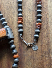 Load image into Gallery viewer, Native American Sterling Silver Spiny Oyster Pearls Jackla Bead Necklace