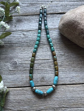 Load image into Gallery viewer, Sterling Silver Blue Green Turquoise Pearls Bead Necklace 18 inch Gift