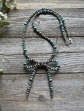 Load image into Gallery viewer, Bow Sterling Silver Multi Graduated Turquoise Pearls Bead Necklace. 24 inch Gift