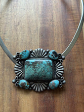 Load image into Gallery viewer, Native American Sterling Silver Turquoise Cluster Pendant Necklace TJ