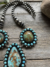 Load image into Gallery viewer, Navajo Sterling Silver Royston Turquoise Cluster Lariat Y Bead Necklace KY