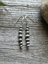 Load image into Gallery viewer, Southwestern 925 Sterling Silver Graduated Pearls Bead Earrings 5mm 8mm. 2.5&quot;