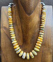 Load image into Gallery viewer, Sterling Silver Graduated Bumblebee Jasper Pearls Bead Necklace 18 inch
