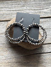 Load image into Gallery viewer, Southwestern Sterling Silver Pearls Double Loop Earrings 2.5 Inch