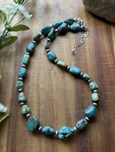 Load image into Gallery viewer, Sterling Silver Turquoise Nuggets Multi Stone Bead Necklace. 18 inch