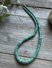 Load image into Gallery viewer, Sterling Silver Graduated Heishi Turquoise Bead Necklace. 18 inch
